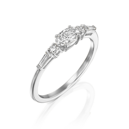 2 CT Round Three Stones Lab Grown Diamond Engagement Ring