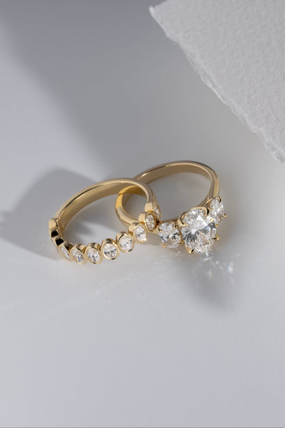 2 CT Round Three Stones Lab Grown Diamond Engagement Ring