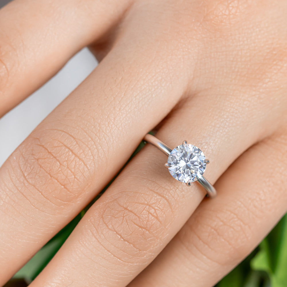 2 CT Round Three Stones Lab Grown Diamond Engagement Ring