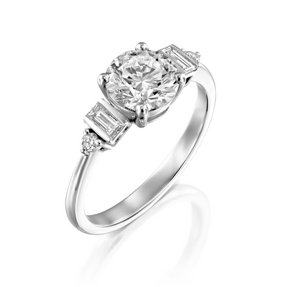 2 CT Round Three Stones Lab Grown Diamond Engagement Ring