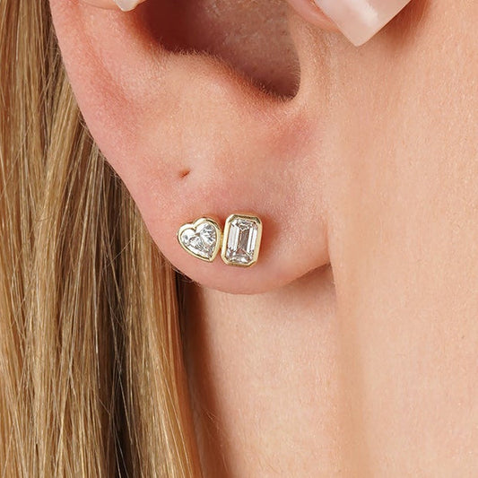 1.0 CT Round Bezel Solitaire Lab Grown Diamond Earrings