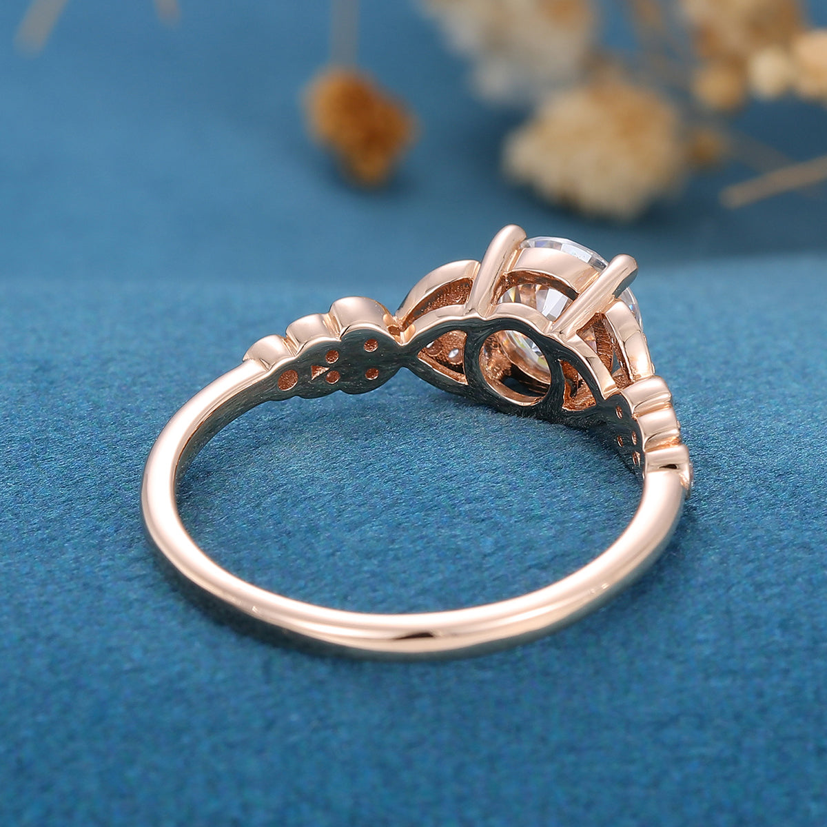 0.68 CT Round Shaped Moissanite Art Deco Engagement Ring 5