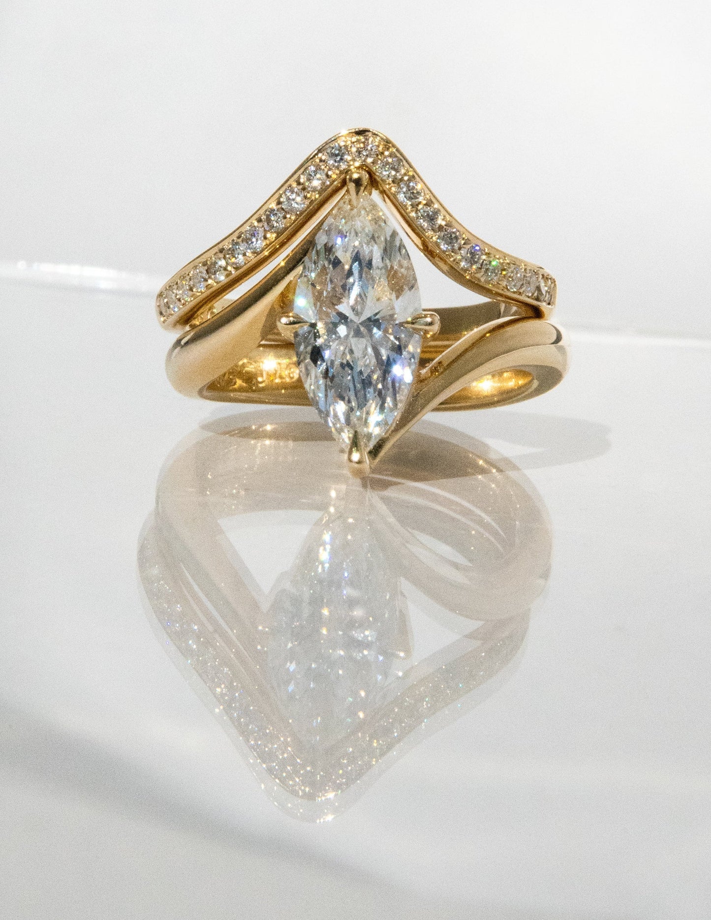 2.5 CT Marquise Cut Solitaire Lab Grown Diamond Ring With Wrap Classic Plain Band