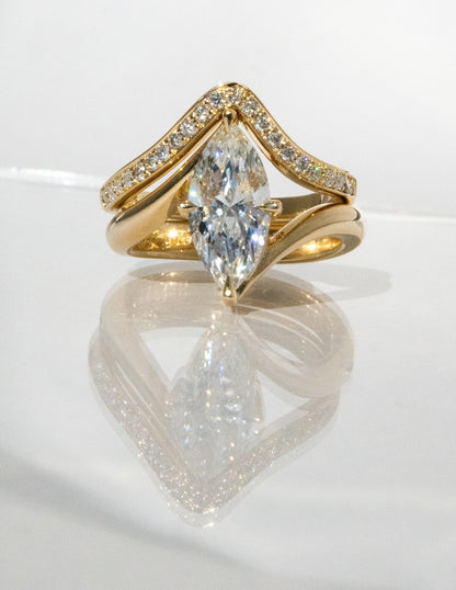 2.5 CT Marquise Cut Solitaire Lab Grown Diamond Ring With Wrap Classic Plain Band
