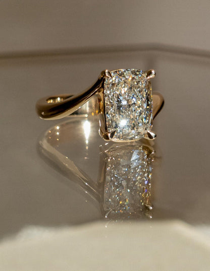 2.5 CT Elongated Cushion Cut Minimal Pave Stacking Lab Grown Diamond Bridal Ring Set