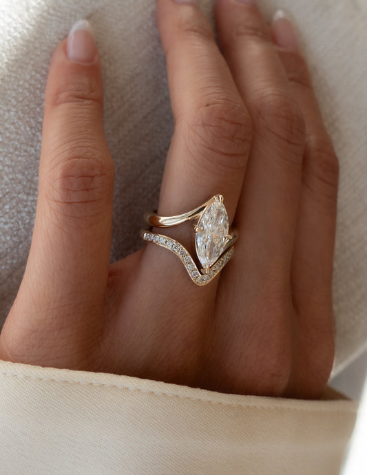 2.5 CT Marquise Cut Solitaire Lab Grown Diamond Ring With Wrap Classic Plain Band