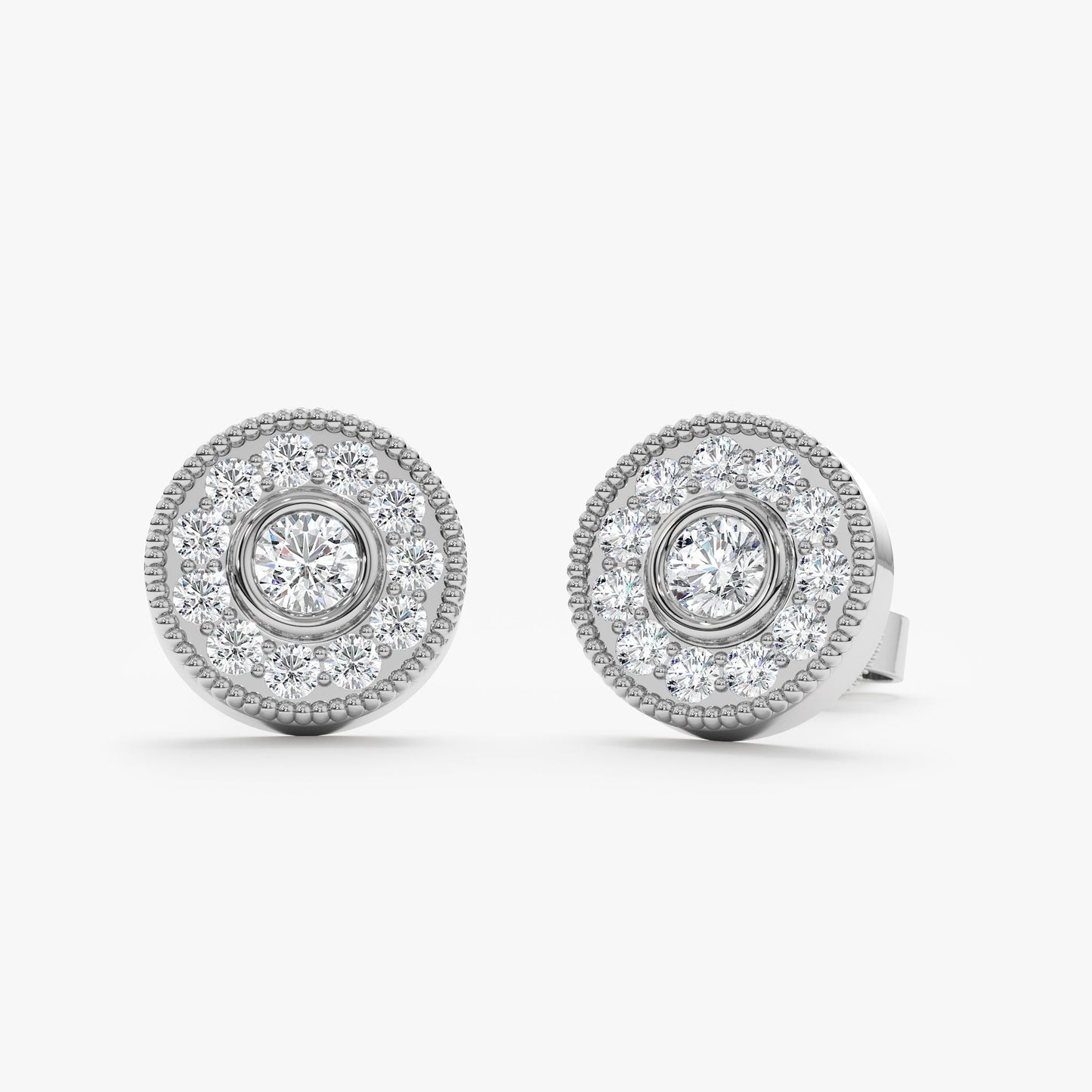 1.0 CT Round Bezel Solitaire Lab Grown Diamond Earrings