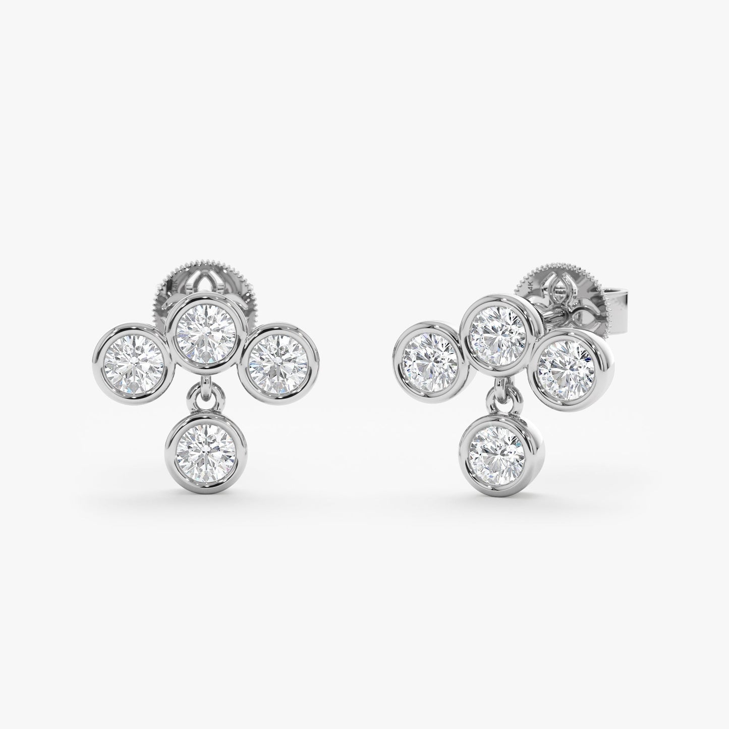 1.0 CT Round Bezel Solitaire Lab Grown Diamond Earrings
