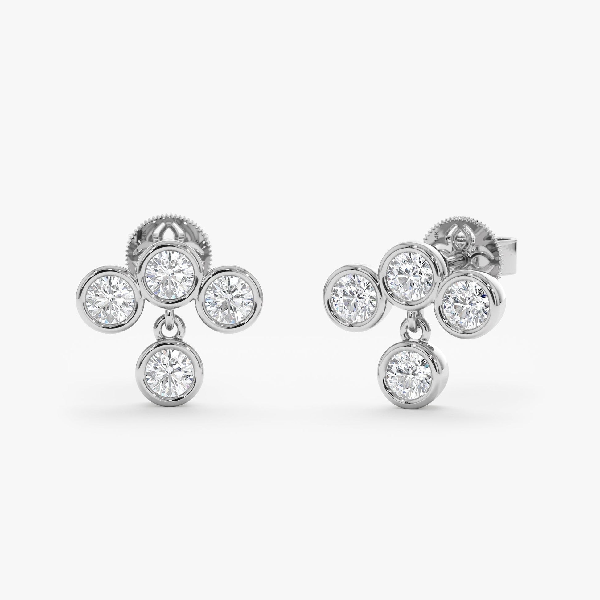 1.0 CT Round Bezel Solitaire Lab Grown Diamond Earrings