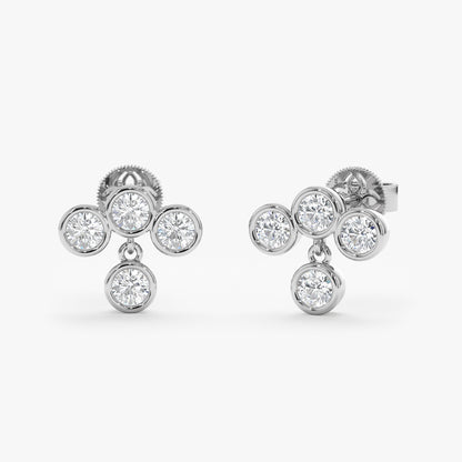 1.0 CT Round Bezel Solitaire Lab Grown Diamond Earrings