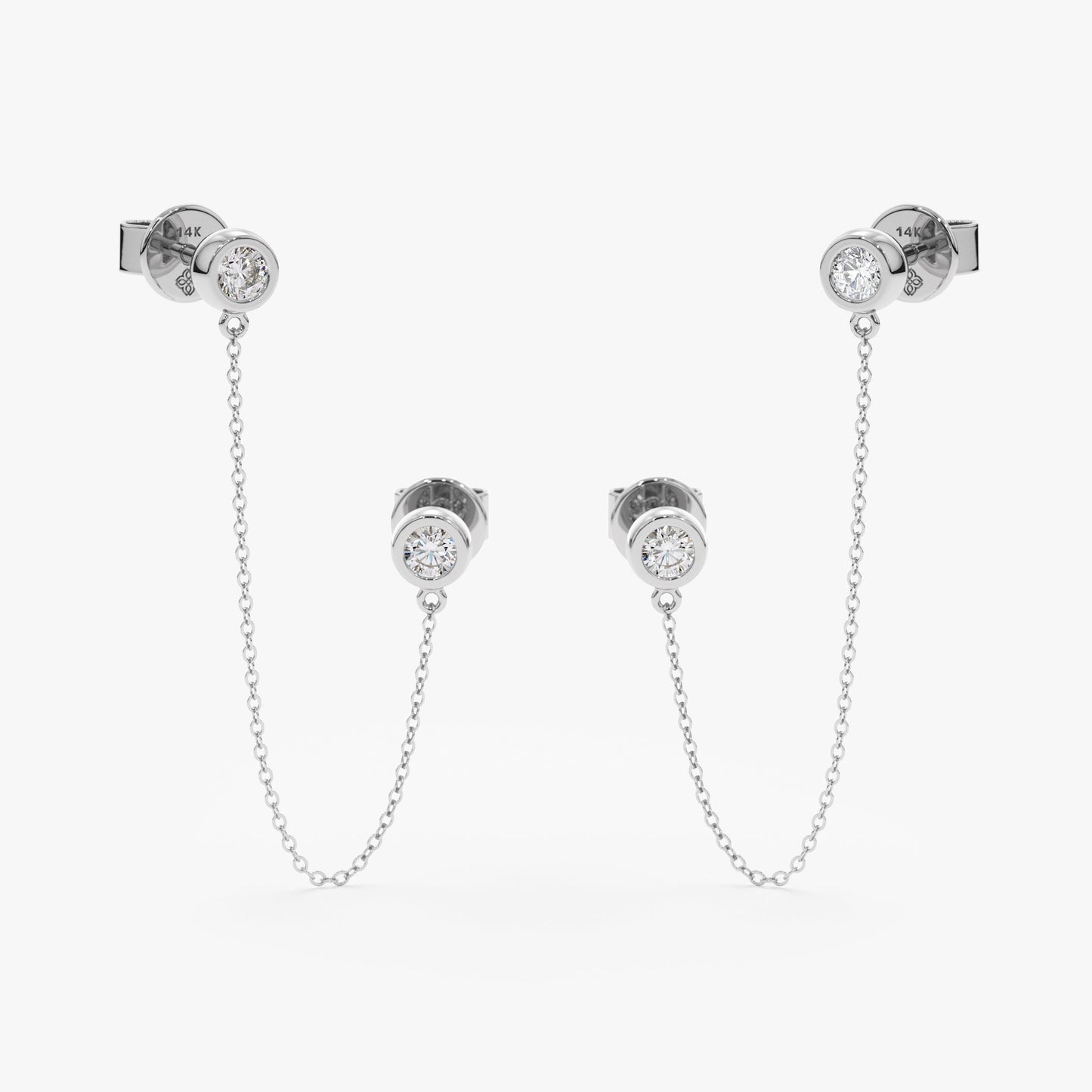1.0 CT Round Bezel Solitaire Lab Grown Diamond Earrings