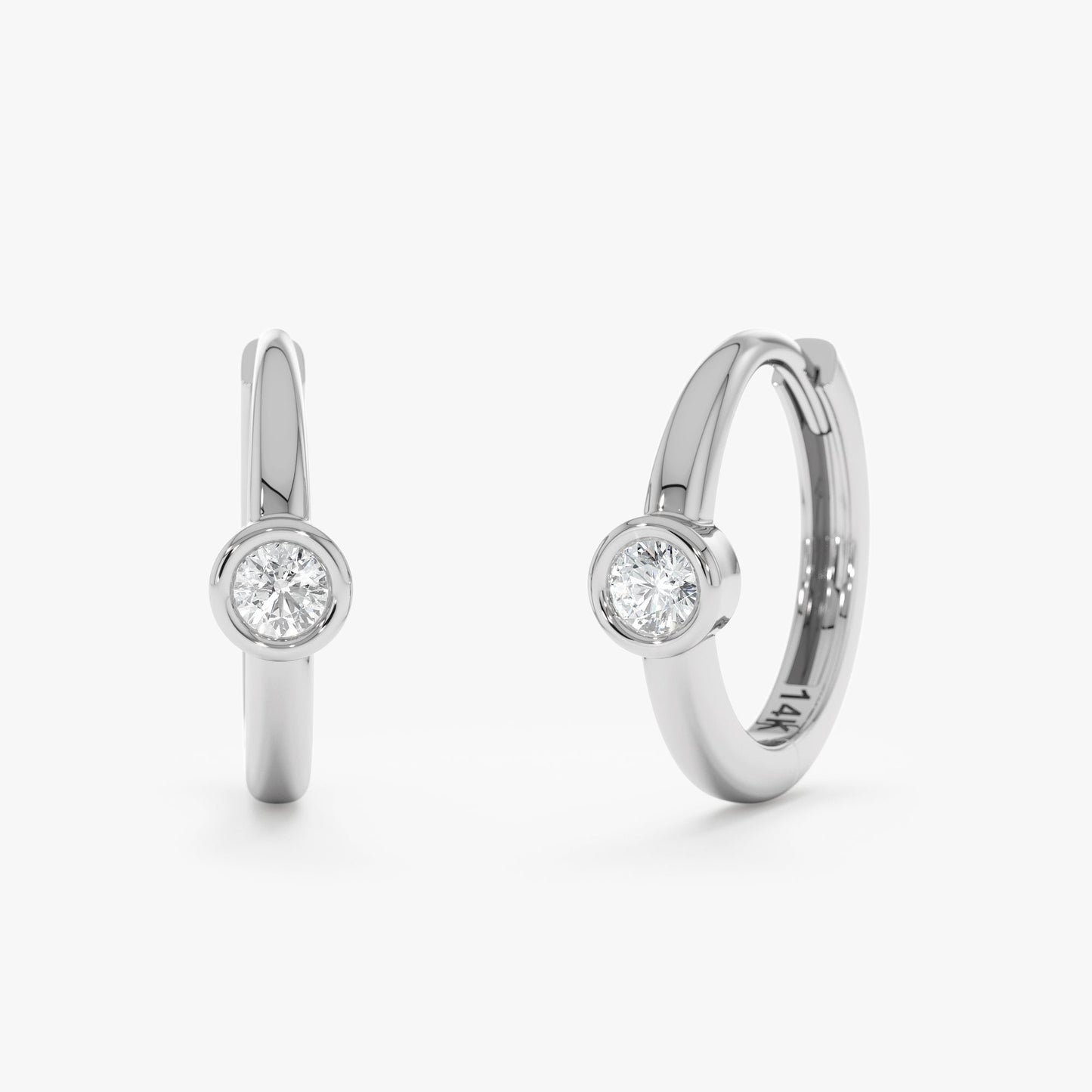 1.0 CT Round Bezel Solitaire Lab Grown Diamond Earrings