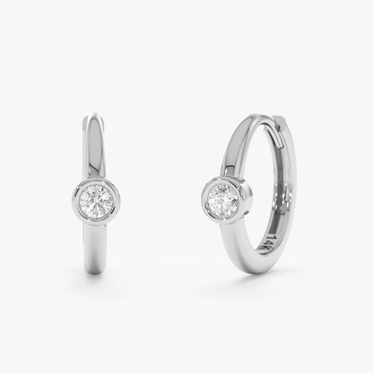 1.0 CT Round Bezel Solitaire Lab Grown Diamond Earrings