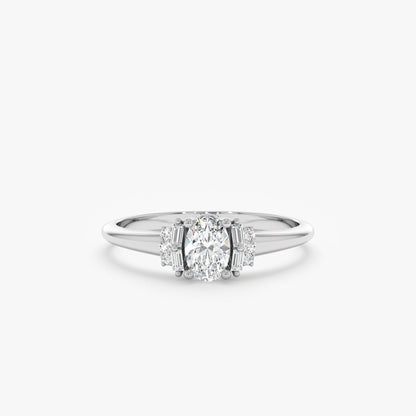2 CT Round Three Stones Lab Grown Diamond Engagement Ring