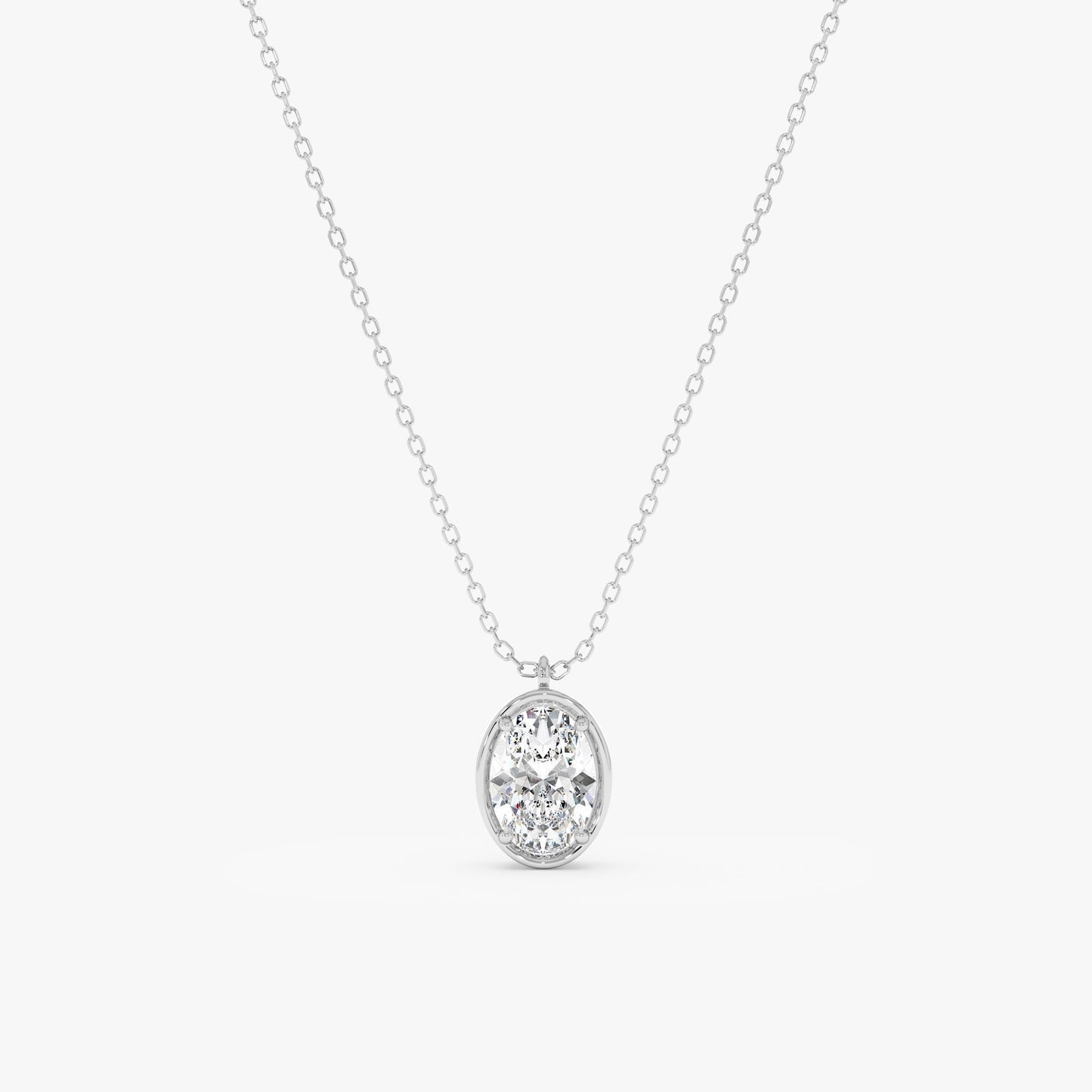 1.0 CT Round Bezel Solitaire Lab Grown Diamond Necklace