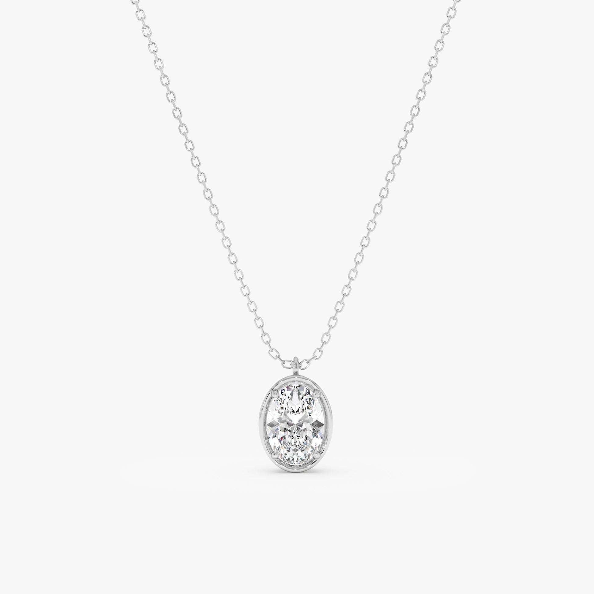 1.0 CT Round Bezel Solitaire Lab Grown Diamond Necklace