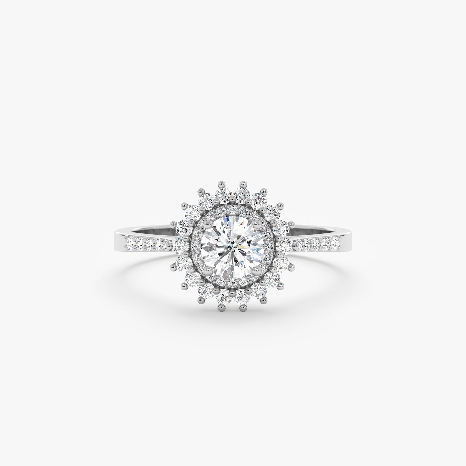 2 CT Round Three Stones Lab Grown Diamond Engagement Ring