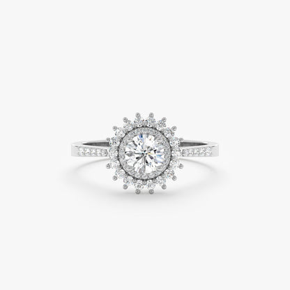 2 CT Round Three Stones Lab Grown Diamond Engagement Ring