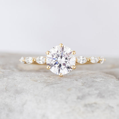 2 CT Round Three Stones Lab Grown Diamond Engagement Ring