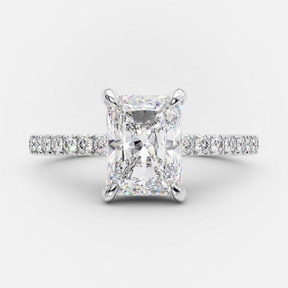 2.1 CT Radiant Hidden Halo & Pave Moissanite Engagement Ring 5
