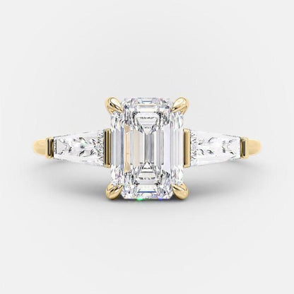 2.23 CT Emerald Cut Three Stone Moissanite Engagement Ring 6