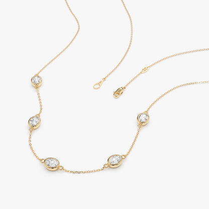 1.0 CT Round Bezel Solitaire Lab Grown Diamond Necklace