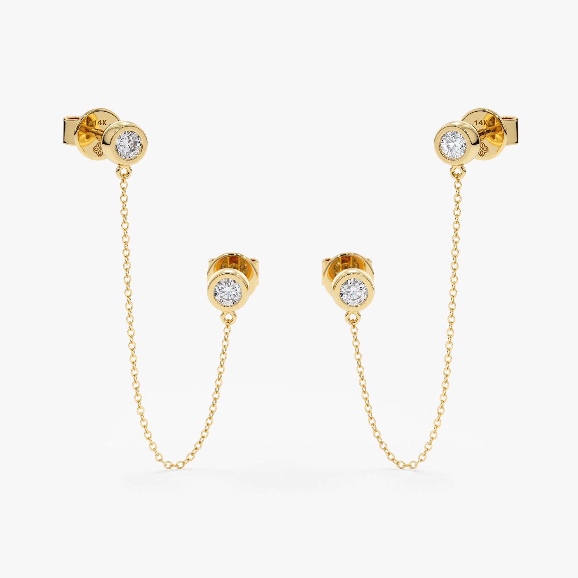 1.0 CT Round Bezel Solitaire Lab Grown Diamond Earrings