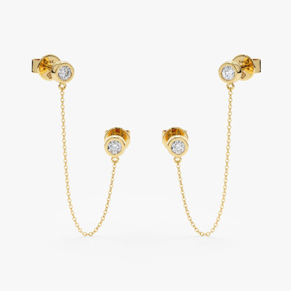 1.0 CT Round Bezel Solitaire Lab Grown Diamond Earrings