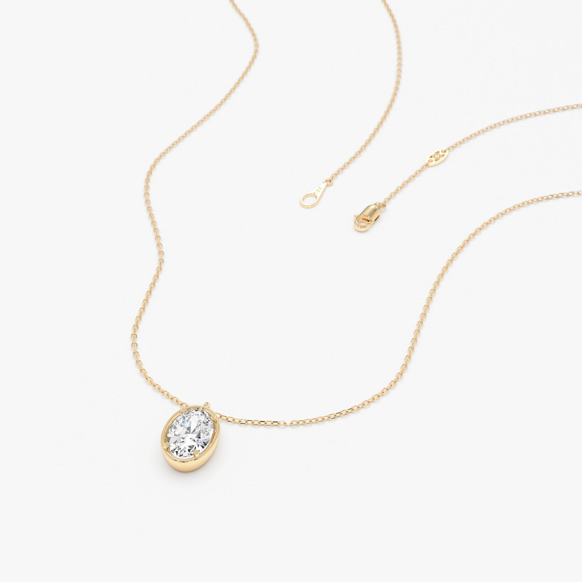 1.0 CT Round Bezel Solitaire Lab Grown Diamond Necklace