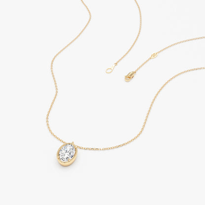 1.0 CT Round Bezel Solitaire Lab Grown Diamond Necklace