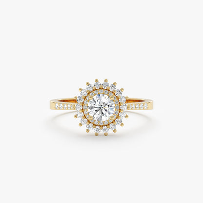 2 CT Round Three Stones Lab Grown Diamond Engagement Ring