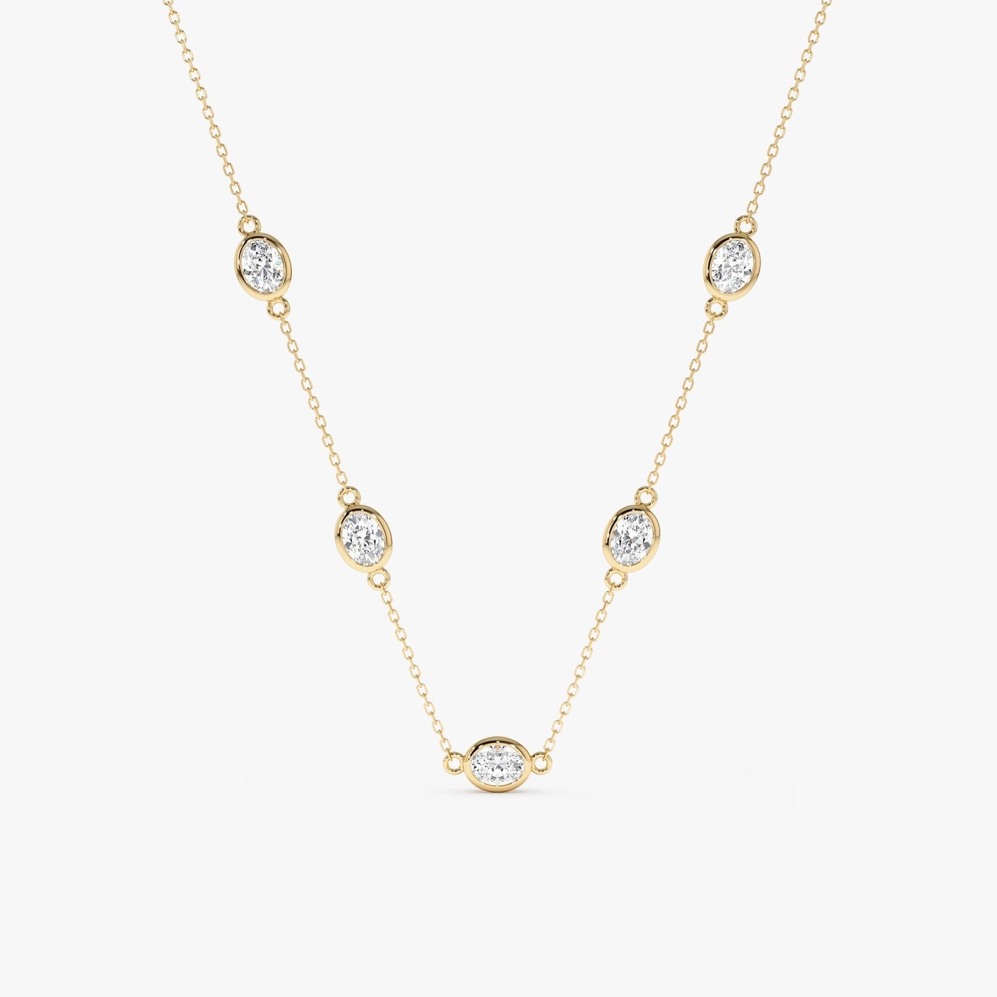 1.0 CT Round Bezel Solitaire Lab Grown Diamond Necklace