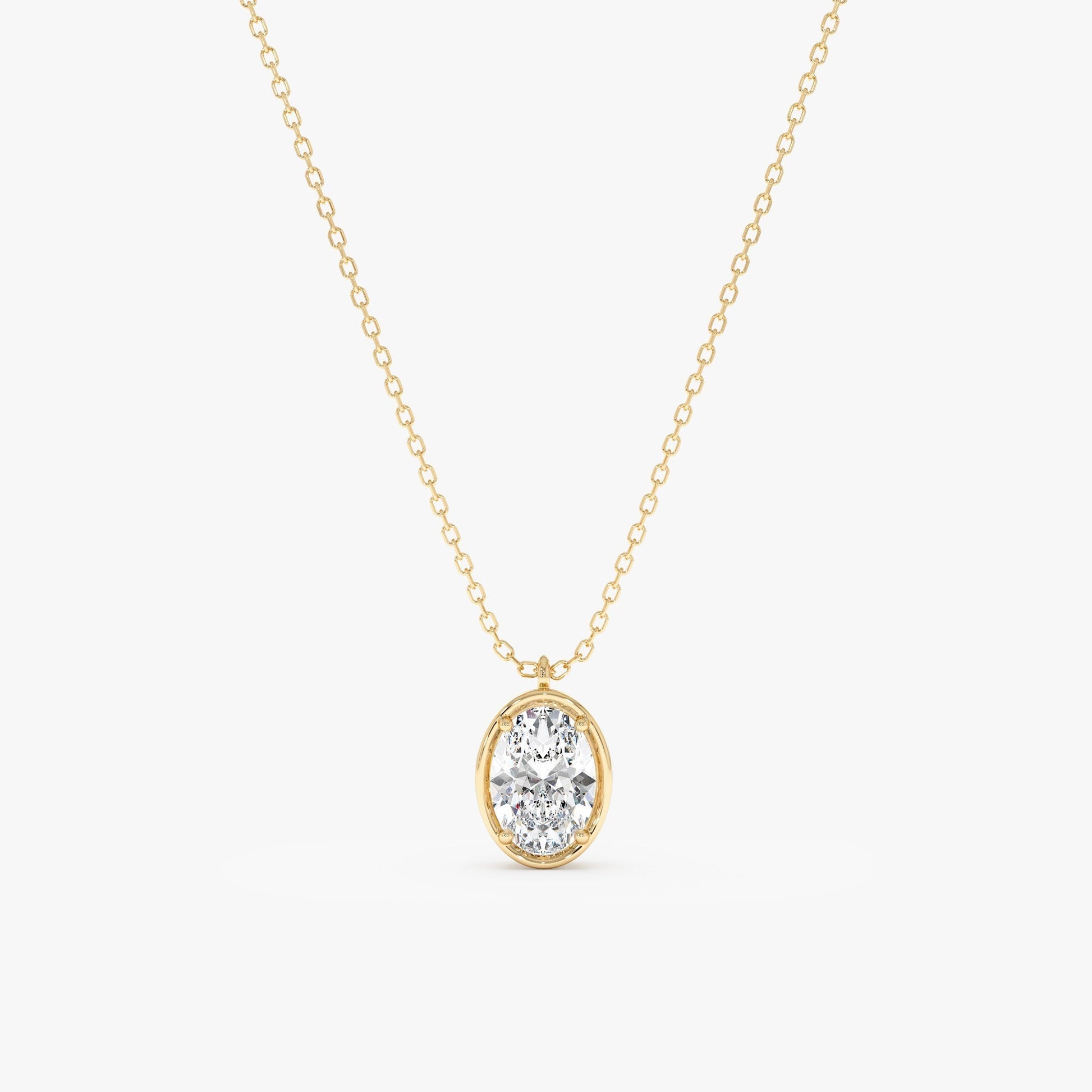 1.0 CT Round Bezel Solitaire Lab Grown Diamond Necklace
