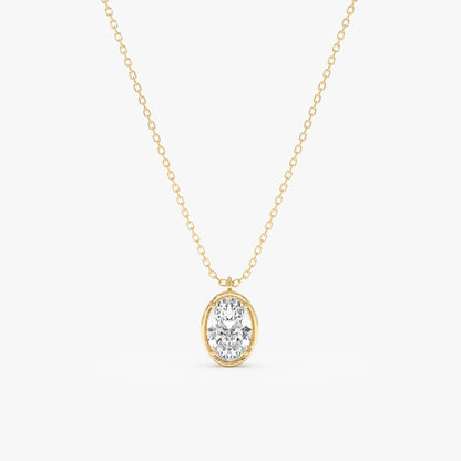 1.0 CT Round Bezel Solitaire Lab Grown Diamond Necklace