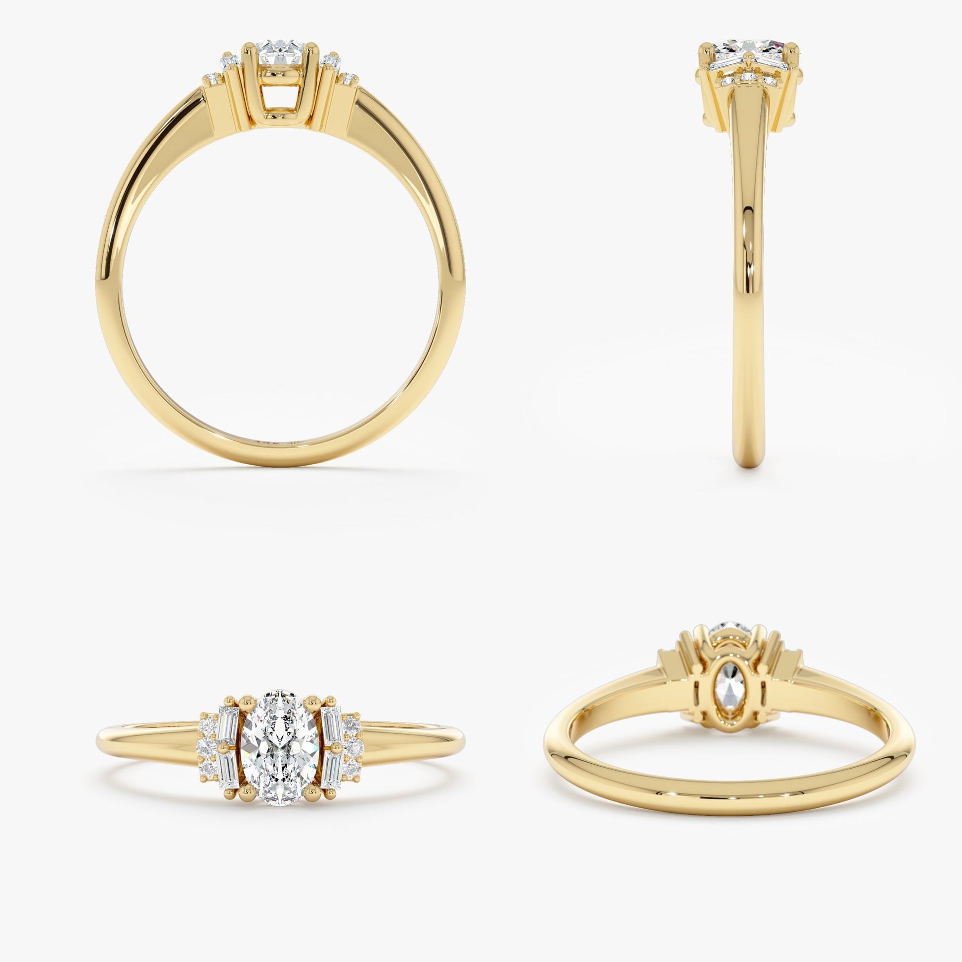 2 CT Round Three Stones Lab Grown Diamond Engagement Ring