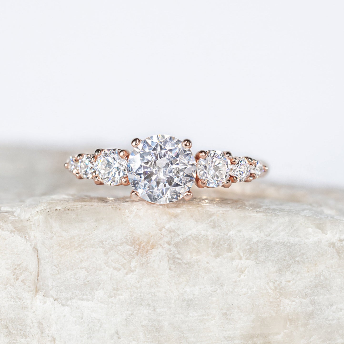 2 CT Round Three Stones Lab Grown Diamond Engagement Ring