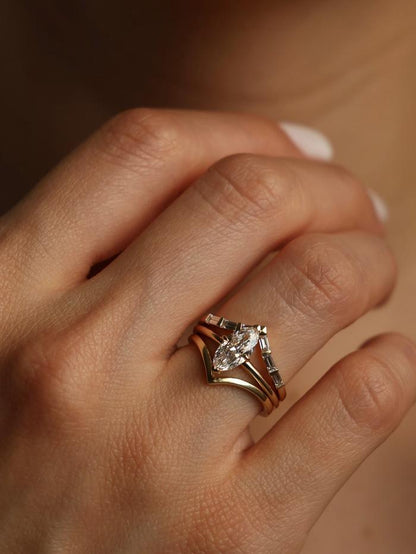 Marquise Cut Cluster Styled Lab Grown Diamond Engagement Ring