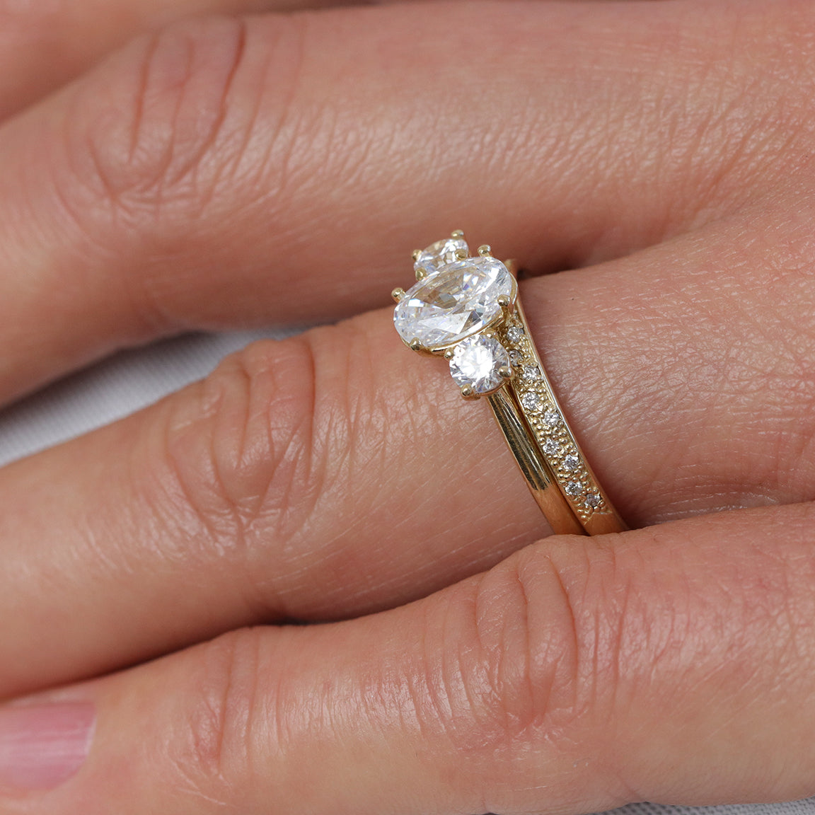 2 CT Round Three Stones Lab Grown Diamond Engagement Ring
