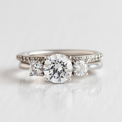 2 CT Round Three Stones Lab Grown Diamond Engagement Ring