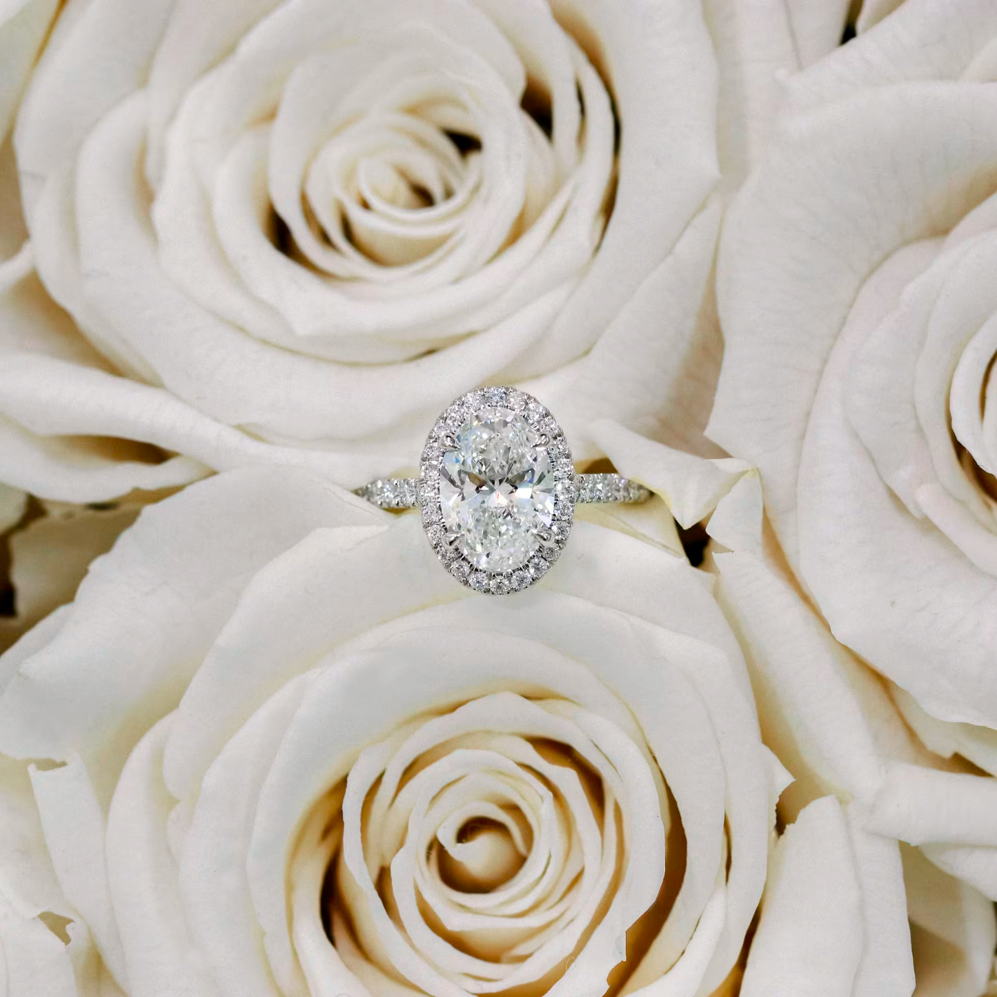 Marquise Cut Cluster Styled Lab Grown Diamond Engagement Ring