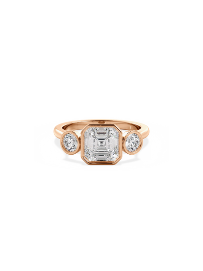 2 CT Round Three Stones Lab Grown Diamond Engagement Ring