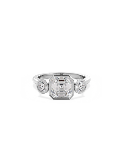 2 CT Round Three Stones Lab Grown Diamond Engagement Ring