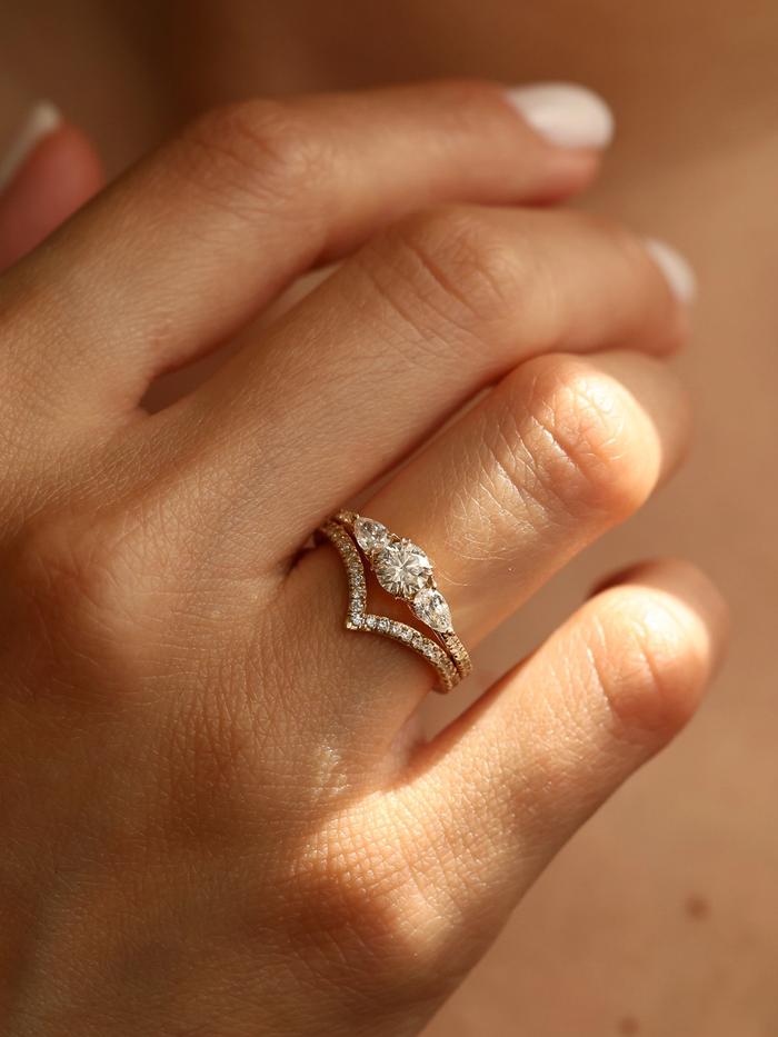 Marquise Cut Cluster Styled Lab Grown Diamond Engagement Ring