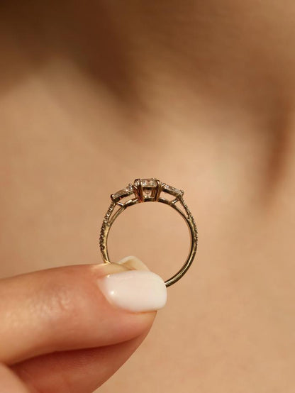 Marquise Cut Cluster Styled Lab Grown Diamond Engagement Ring