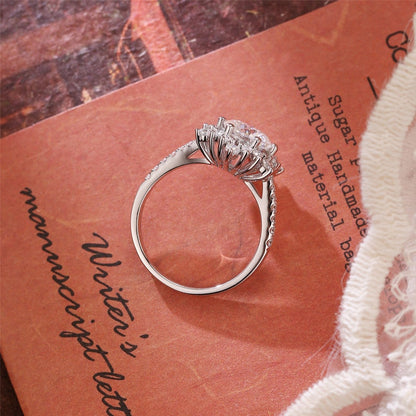 Stunning 2.0 CT Round Moissanite Engagement Ring with Cluster Pave Design