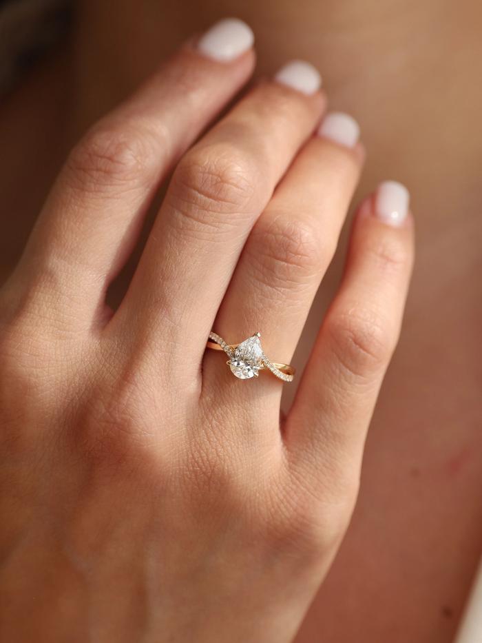 Marquise Cut Cluster Styled Lab Grown Diamond Engagement Ring