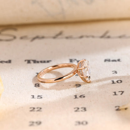 Stunning 3.0 CT Pear Moissanite Engagement Ring with Hidden Halo Design 6