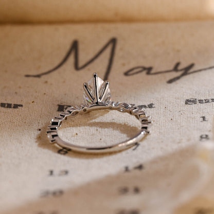 4.0 CT Pear Shaped Moissanite Engagement Ring With Pave Accents 3