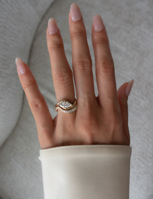 1 CT Marquise Cut Solitaire Lab Grown Diamond Ring With Wrap Bold Pave Band