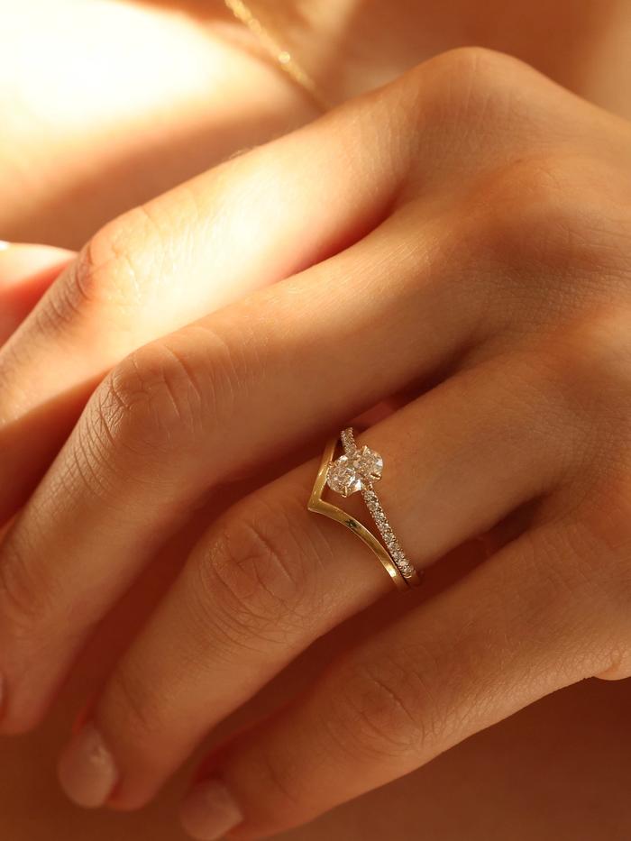 Marquise Cut Cluster Styled Lab Grown Diamond Engagement Ring